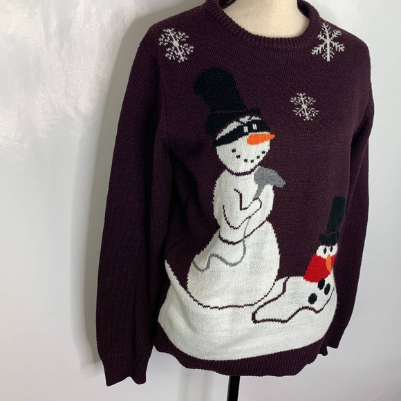 21 Men Purple Snowman Christmas Holiday Long Sleeve Crew Neck Sweater Size S - Picture 4 of 9
